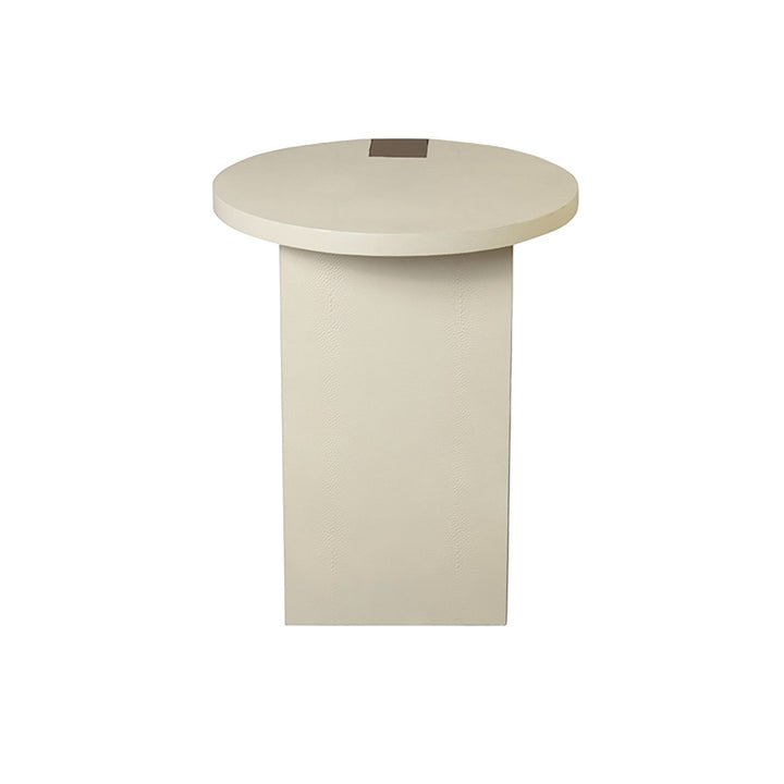 Harrington - Round Side Table In Antque Brass And Cream Shagreen