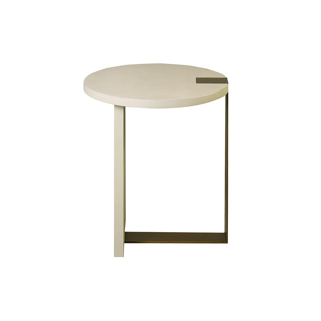 Harrington - Round Side Table In Antque Brass And Cream Shagreen