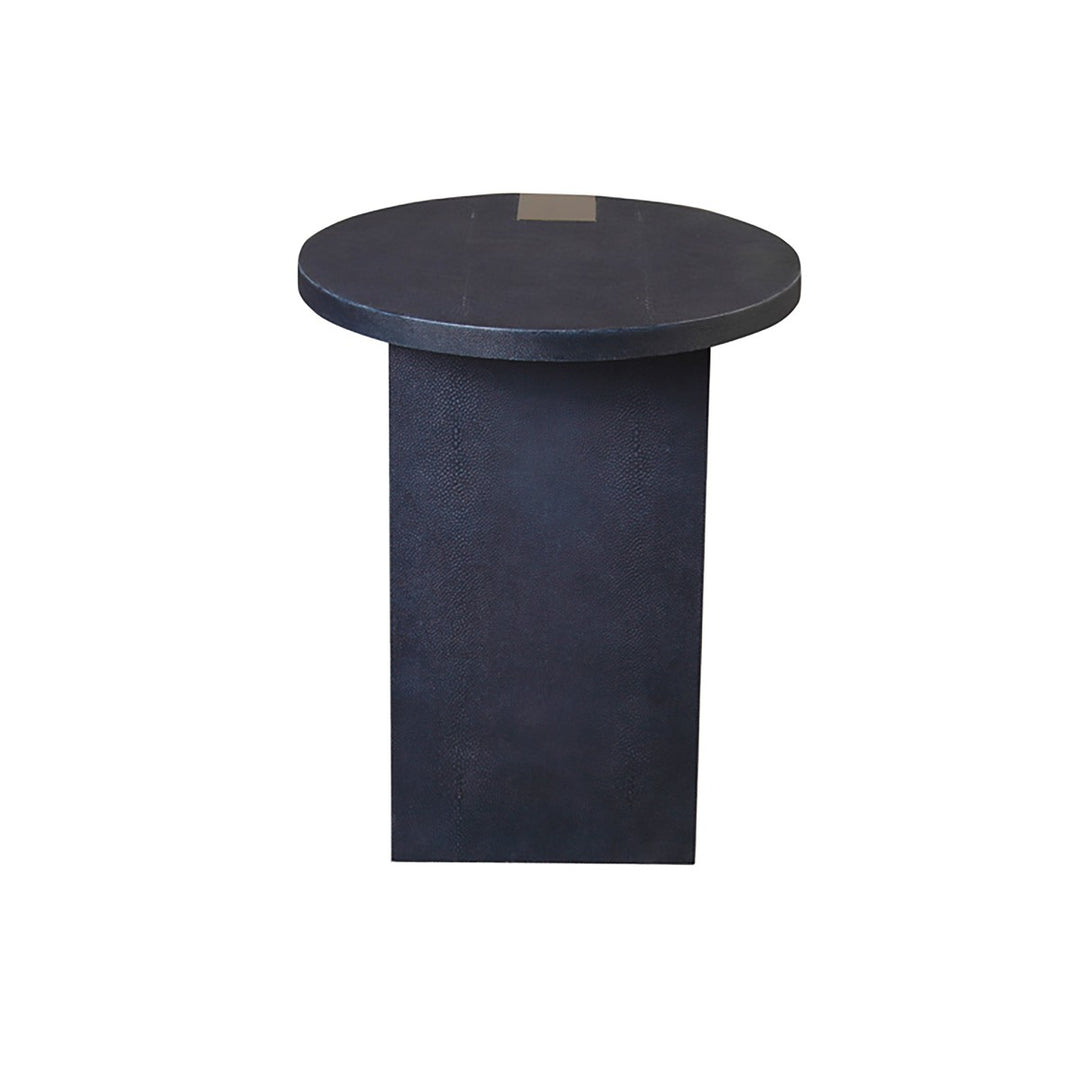 Harrington - Round Side Table In Antque Brass And Navy Shagreen