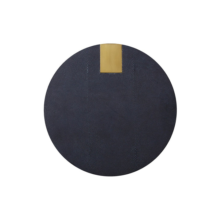 Harrington - Round Side Table In Antque Brass And Navy Shagreen