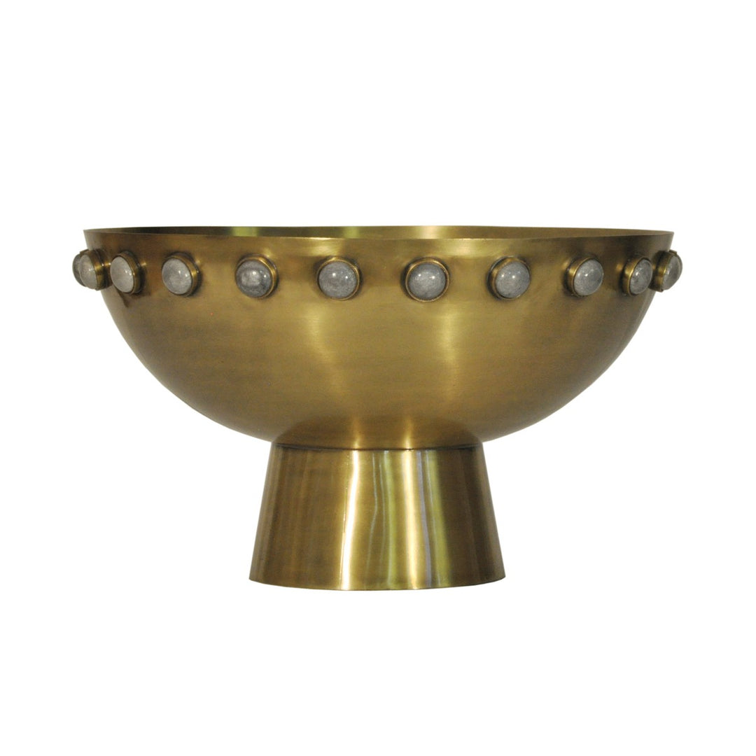 Harvey - Antique Brass Bowl With Stone Detail