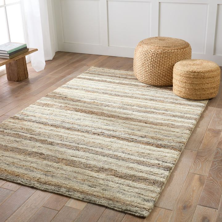 Jaipur Living Tikka Handmade Striped Cream/ Gray Area Rug (9'X12')