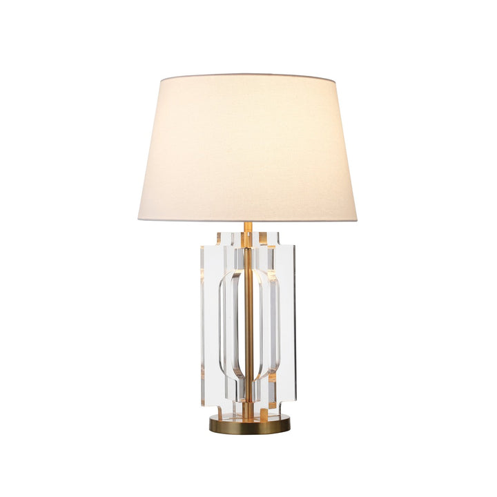 Haven - Stacked Acrylic Square Table Lamp With Antique Brass Parts