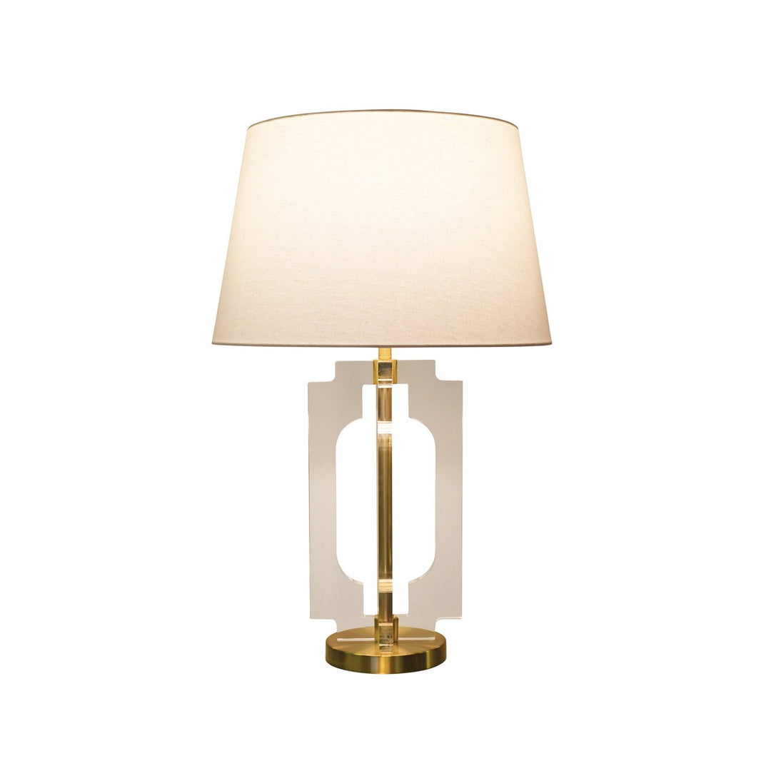 Haven - Stacked Acrylic Square Table Lamp With Antique Brass Parts