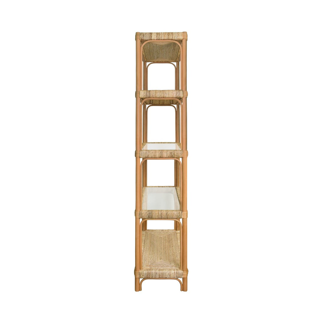 Hawthorn - Rattan Etagere With Seagrass Wrapped And Clear Glass Shelves