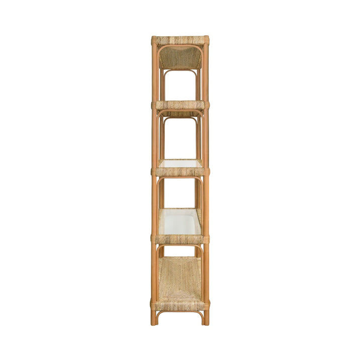 Hawthorn - Rattan Etagere With Seagrass Wrapped And Clear Glass Shelves