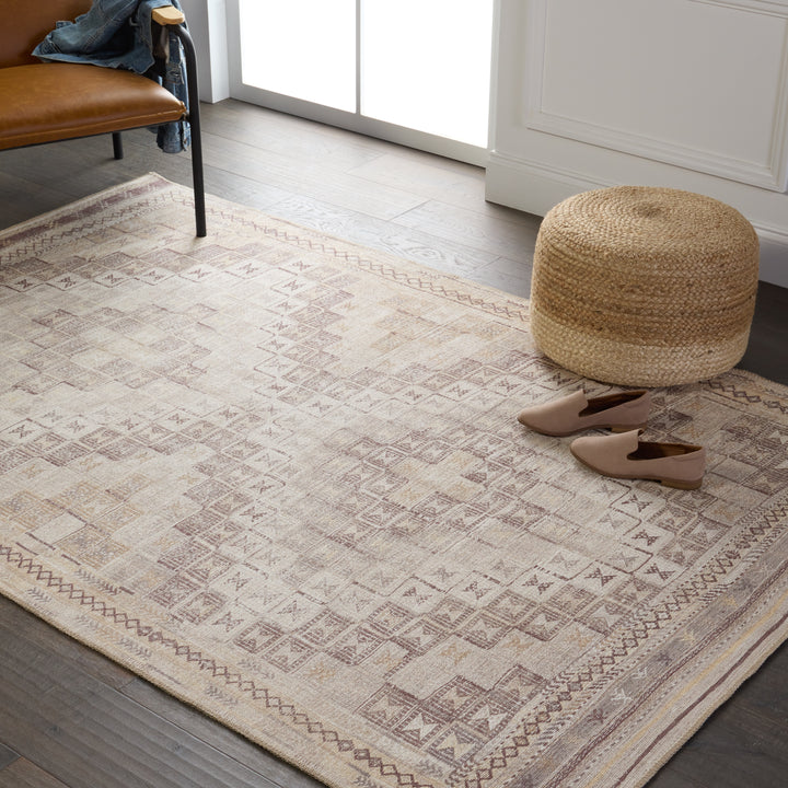 Kate Lester + Jaipur Living Davina Tribal Beige/ Burgundy Area Rug (5'X7'6")