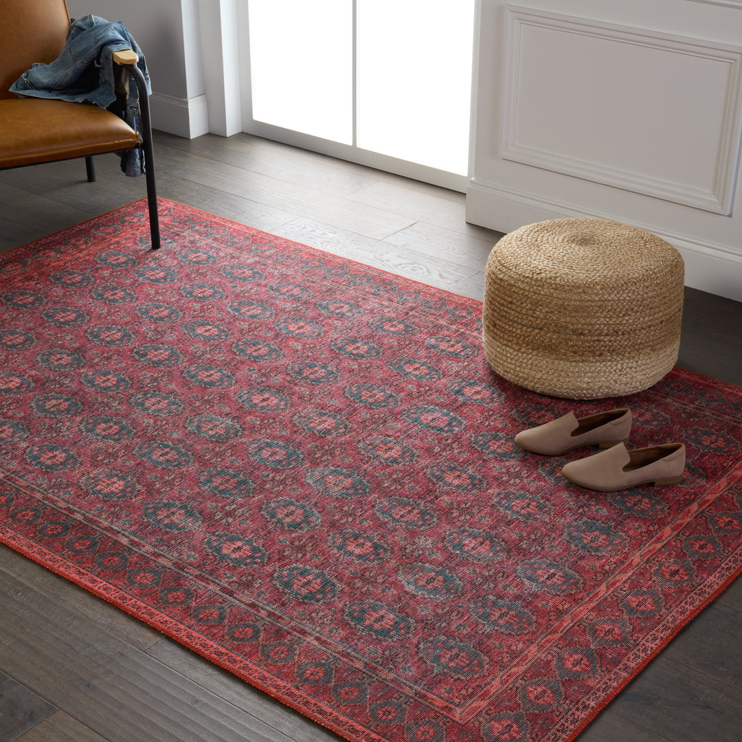 Kate Lester + Jaipur Living Kalinar Damask Dark Red/ Blue Area Rug (5'X7'6")