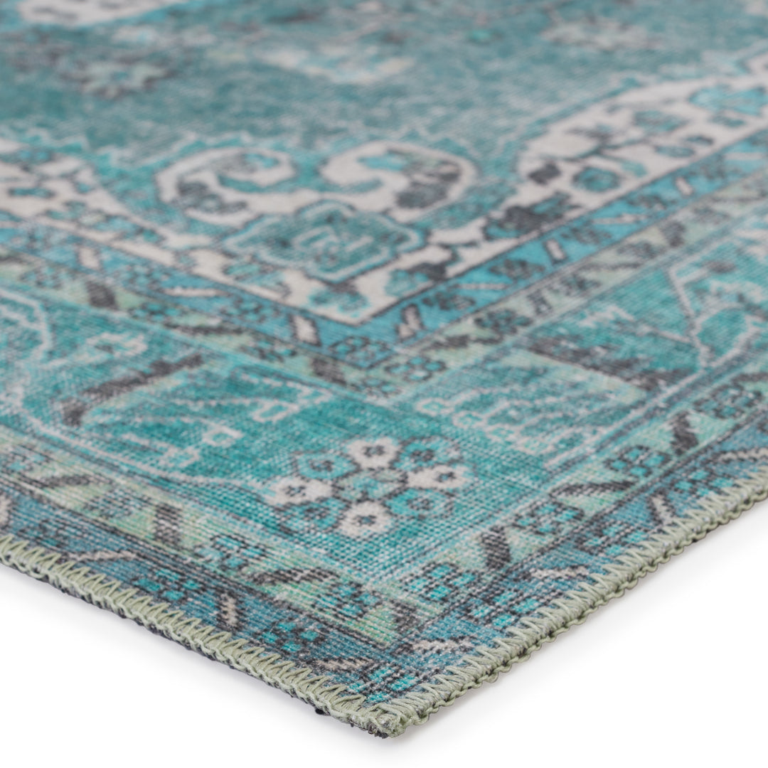 Kate Lester + Jaipur Living Tamara Medallion Teal/ Green Runner Rug (2'6"X10')