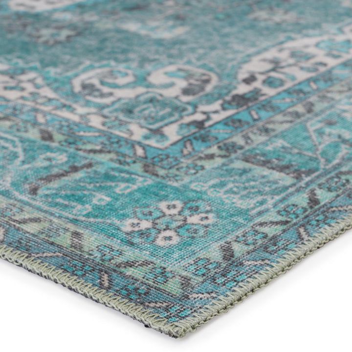 Kate Lester + Jaipur Living Tamara Medallion Teal/ Green Runner Rug (2'6"X10')