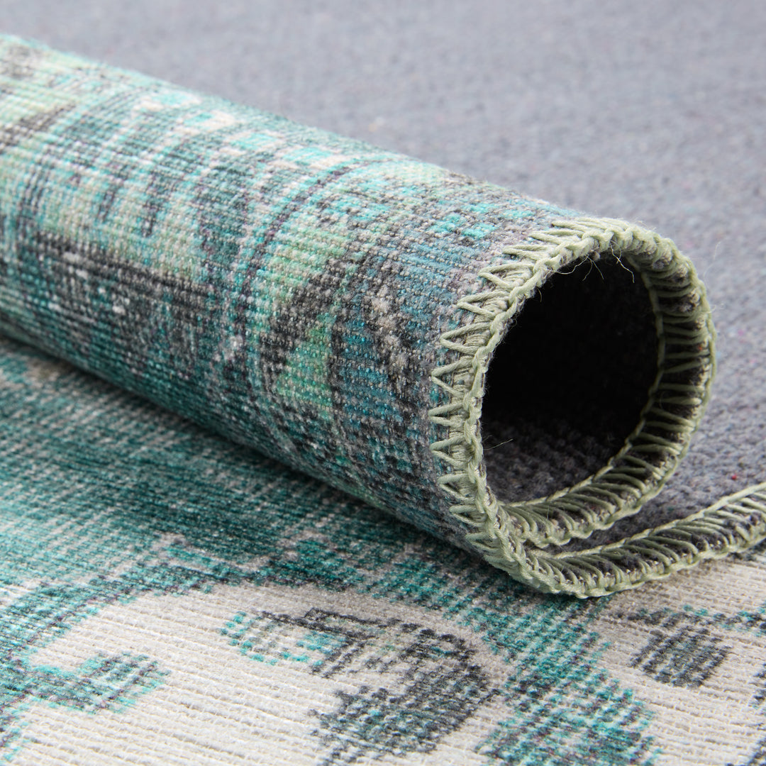 Kate Lester + Jaipur Living Tamara Medallion Teal/ Green Runner Rug (2'6"X10')