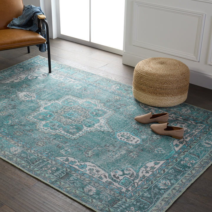 Kate Lester + Jaipur Living Tamara Medallion Teal/ Green Area Rug (7'6"X10')