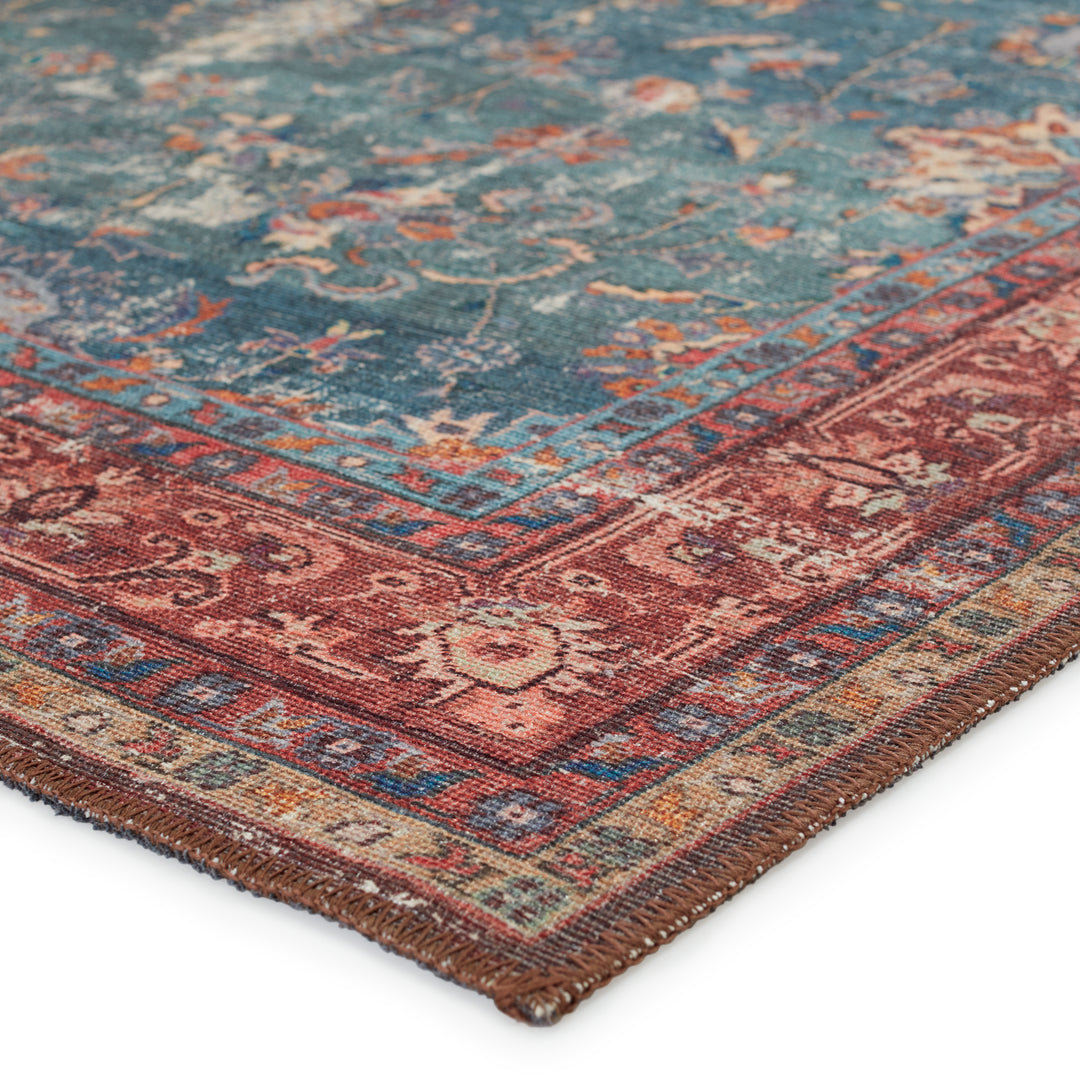 Kate Lester + Jaipur Living Yasha Floral Blue/ Red Runner Rug (2'6"X10')