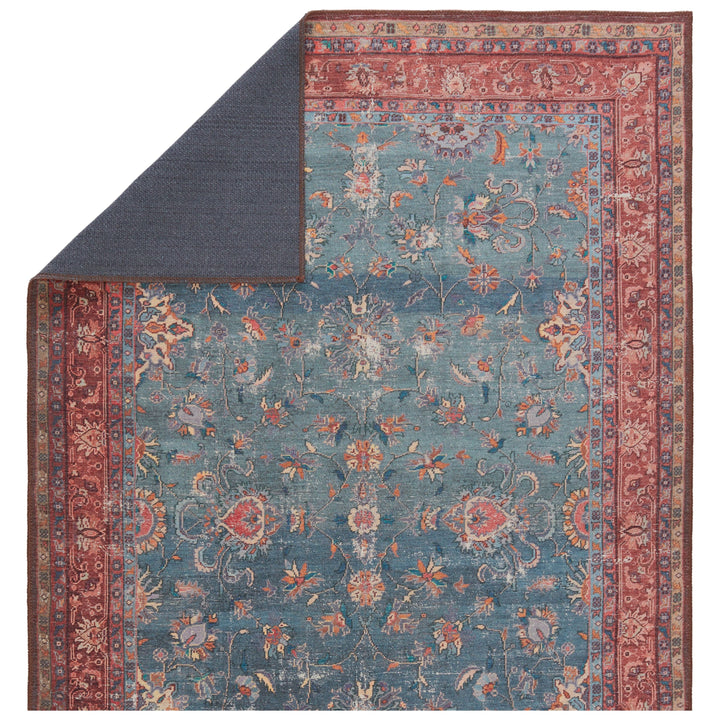 Kate Lester + Jaipur Living Yasha Floral Blue/ Red Runner Rug (2'6"X10')