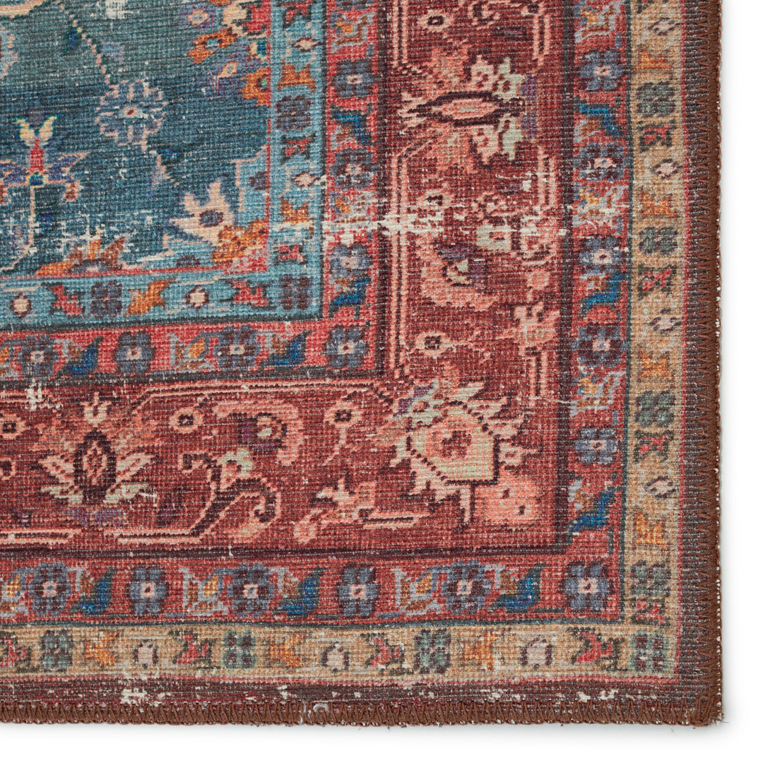 Kate Lester + Jaipur Living Yasha Floral Blue/ Red Runner Rug (2'6"X10')