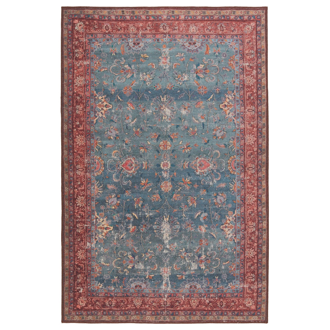 Kate Lester + Jaipur Living Yasha Floral Blue/ Red Runner Rug (2'6"X10')