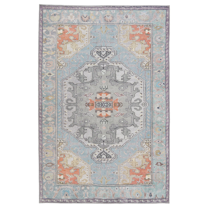 Kate Lester + Jaipur Living Zenora Medallion Sky Blue/ Silver Area Rug (5'X7'6")