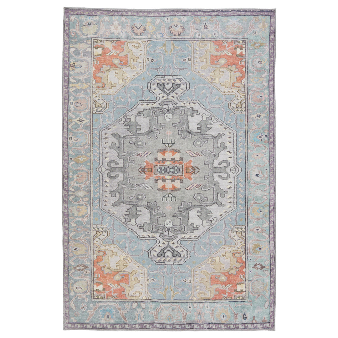 Kate Lester + Jaipur Living Zenora Medallion Sky Blue/ Silver Area Rug (7'6"X10')