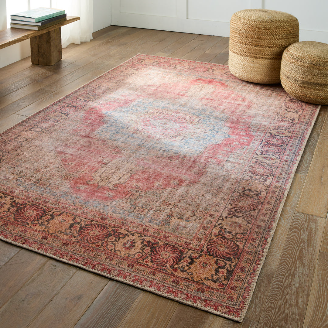 Kate Lester + Jaipur Living Leonine Medallion Red/ Blue Area Rug (5'X7'6")