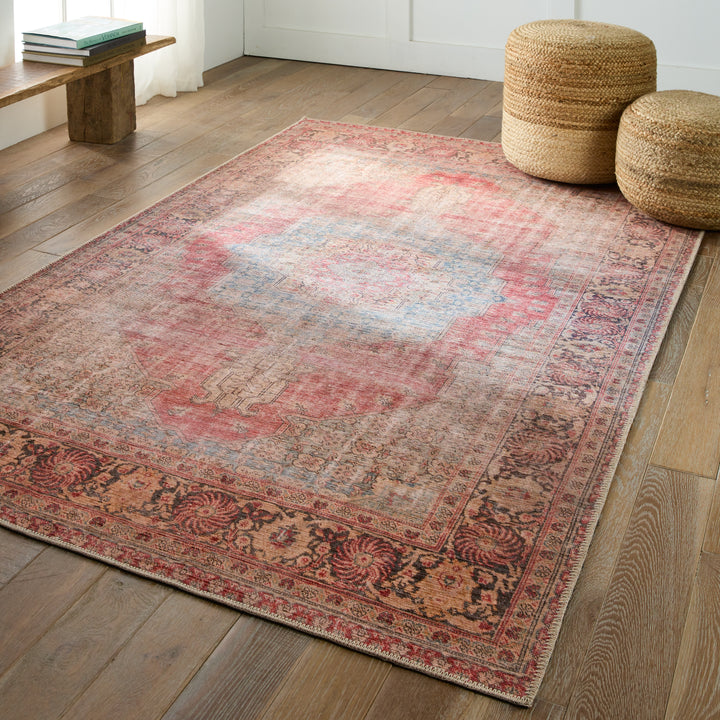 Kate Lester + Jaipur Living Leonine Medallion Red/ Blue Area Rug (5'X7'6")