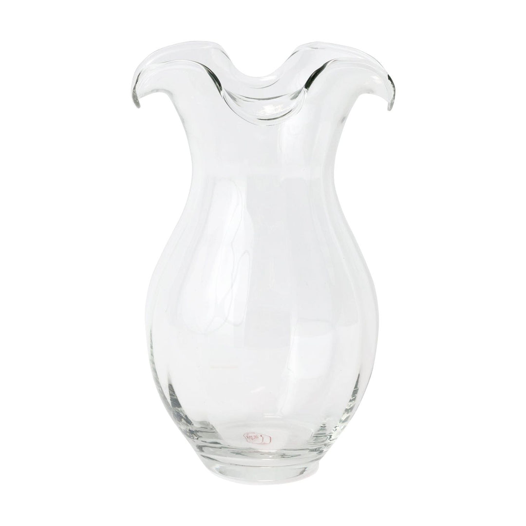 Hibiscus Glass Vertical Fluted Vase - Clear / Medium