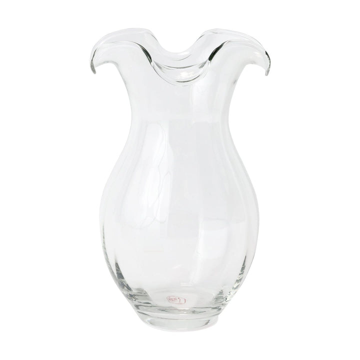 Hibiscus Glass Vertical Fluted Vase - Clear / Medium