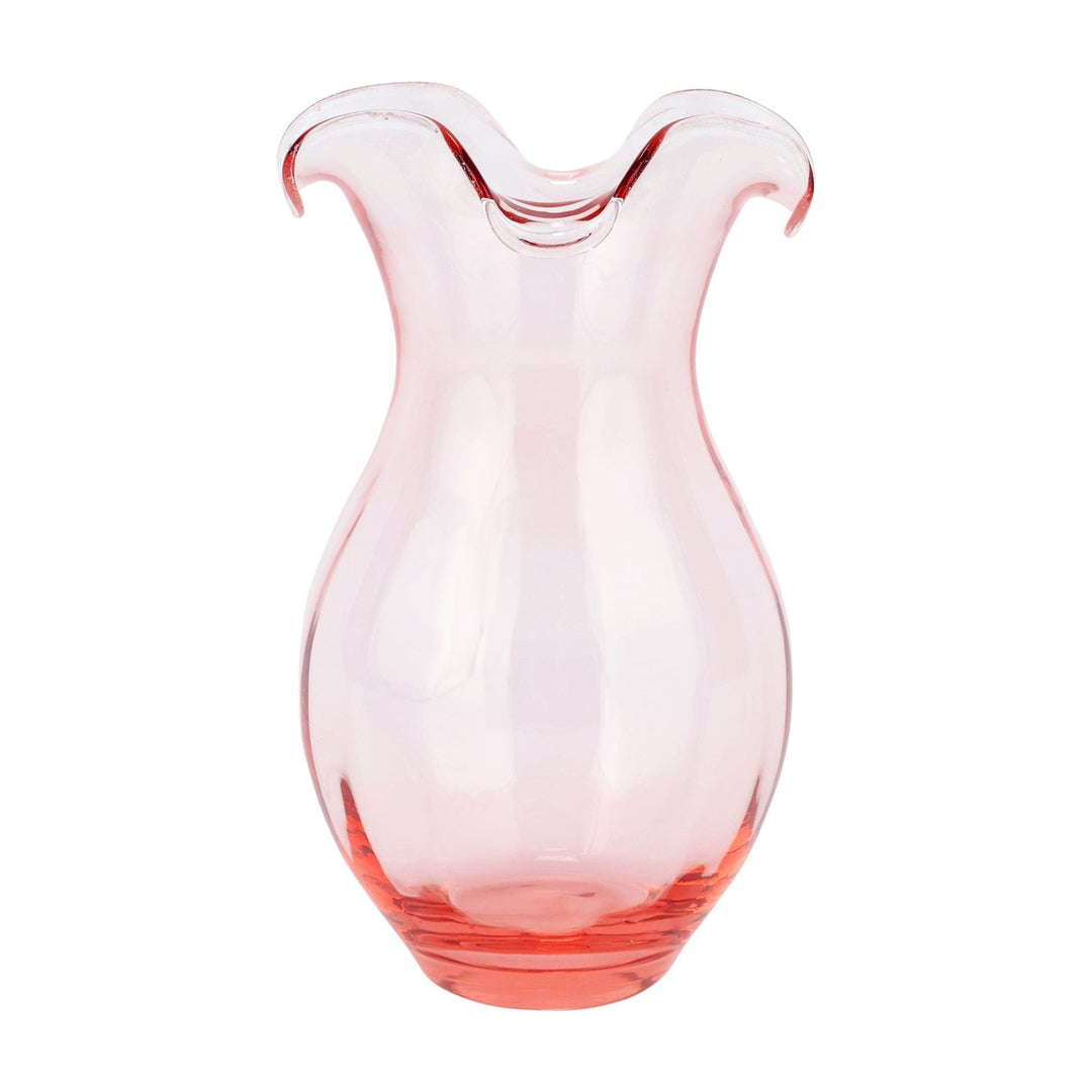 Hibiscus Glass Vertical Fluted Vase - Pink / Medium
