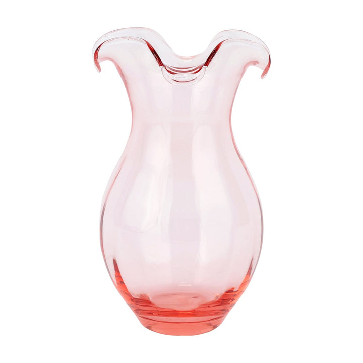 Hibiscus Glass Vertical Fluted Vase - Pink / Medium