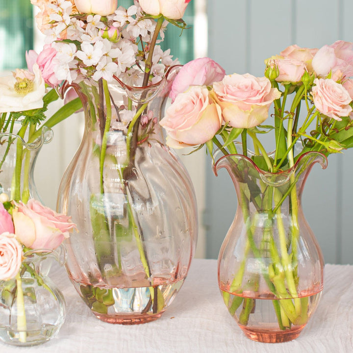 Hibiscus Glass Vertical Fluted Vase