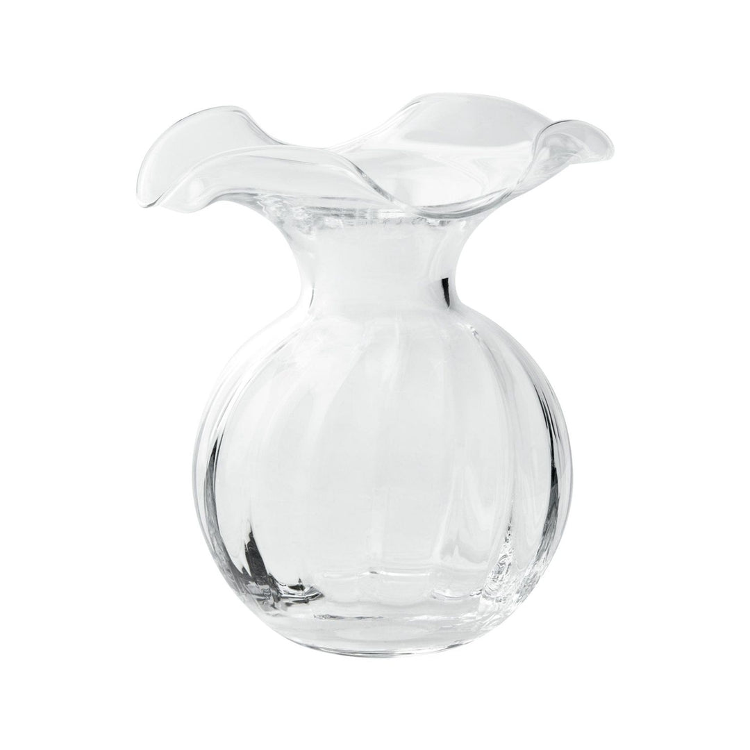 Hibiscus Glass Fluted Vase - Clear / Small