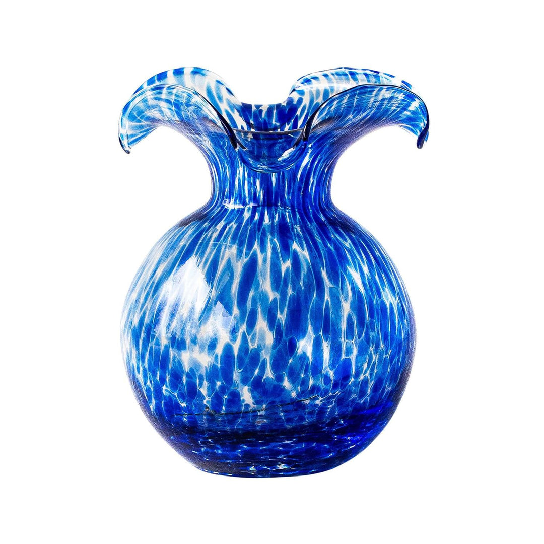 Hibiscus Glass Fluted Vase - Cobalt Tortoiseshell / Small