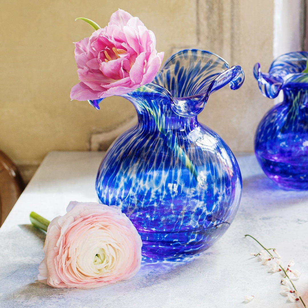 Hibiscus Glass Fluted Vase