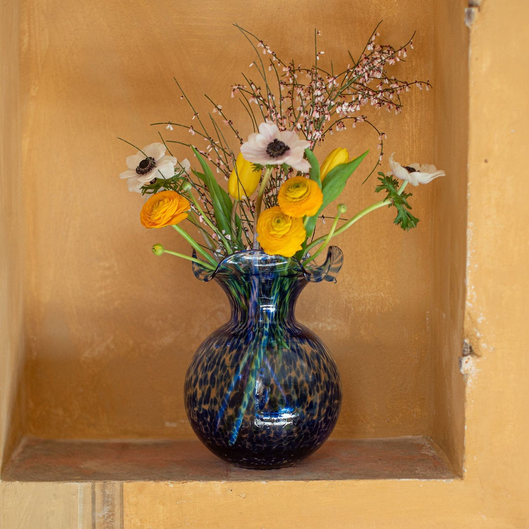 Hibiscus Glass Fluted Vase