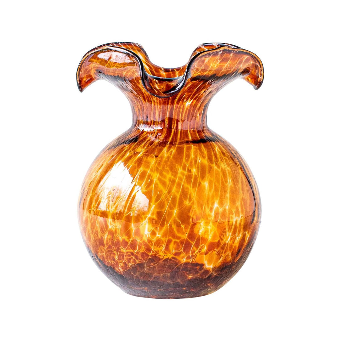 Hibiscus Glass Fluted Vase - Brown Tortoiseshell / Small