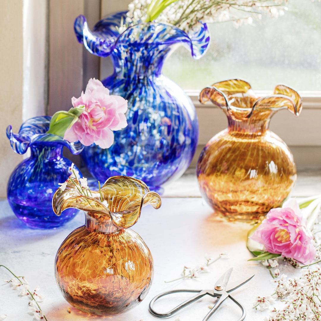 Hibiscus Glass Fluted Vase