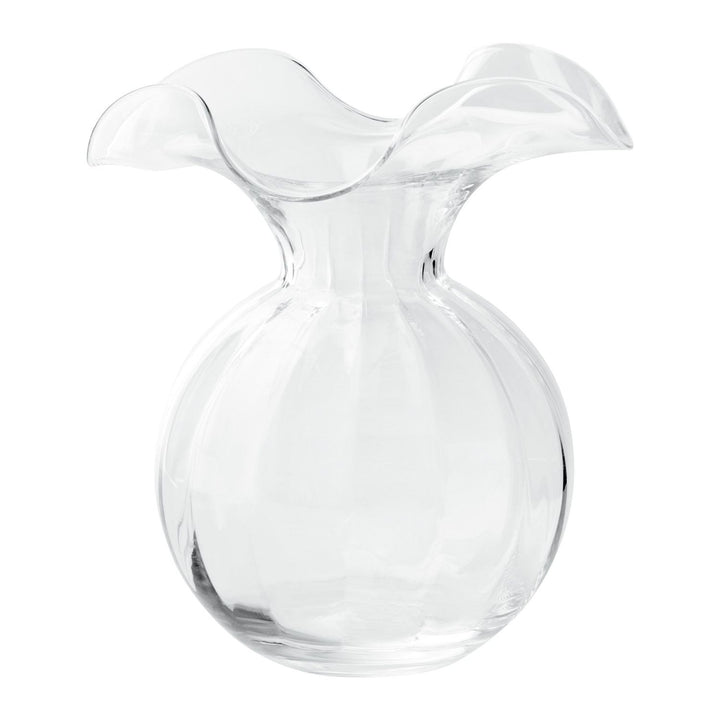 Hibiscus Glass Fluted Vase - Clear / Medium