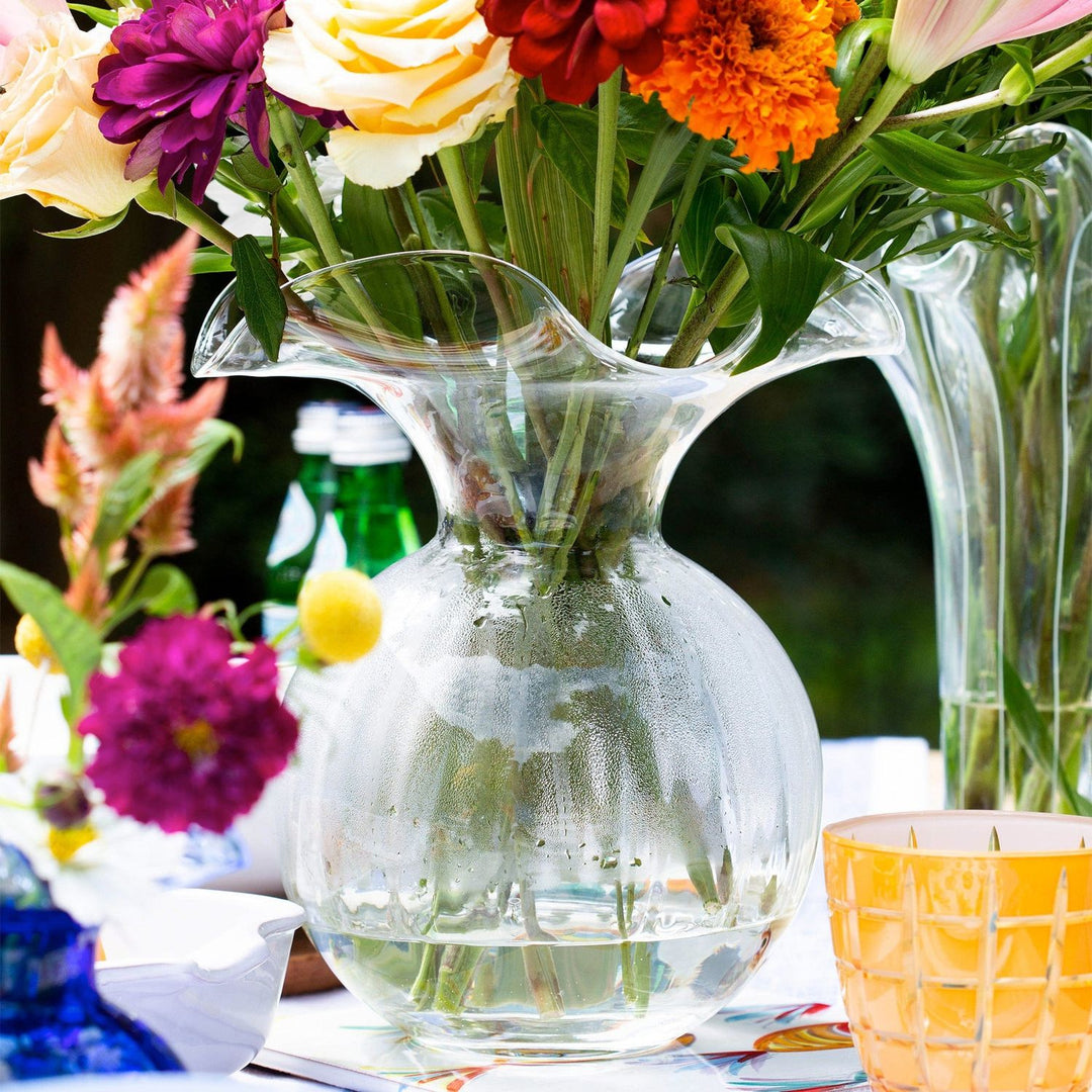 Hibiscus Glass Fluted Vase