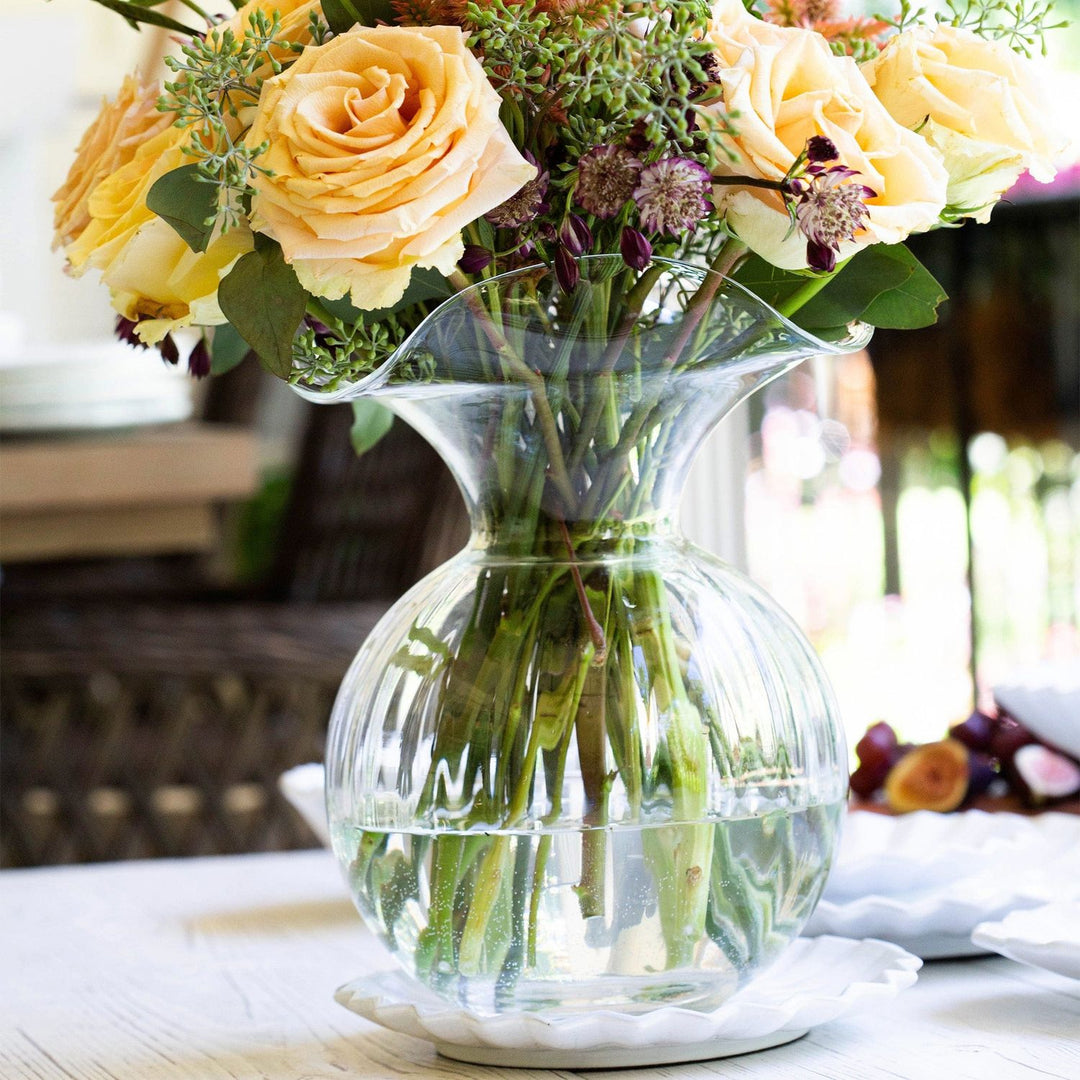 Hibiscus Glass Fluted Vase