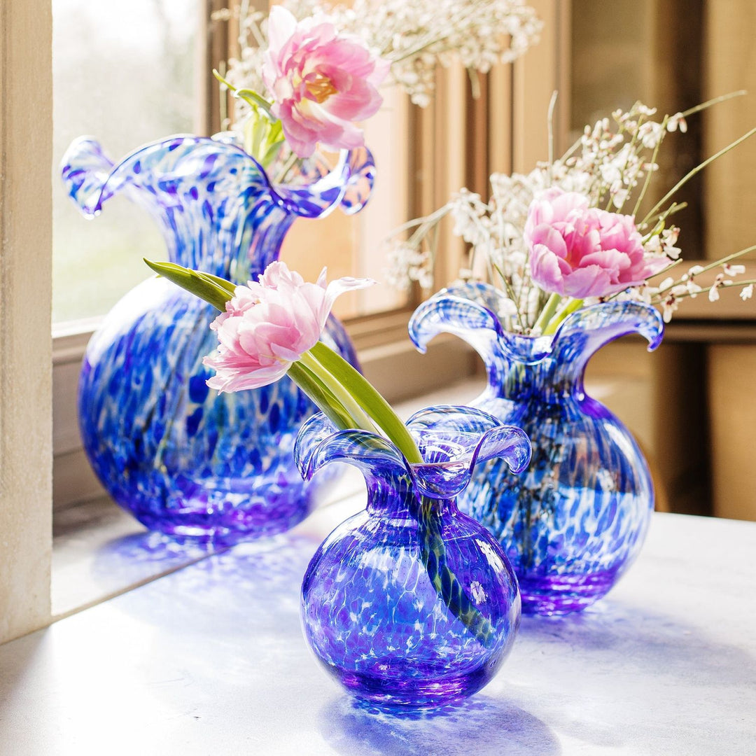 Hibiscus Glass Fluted Vase