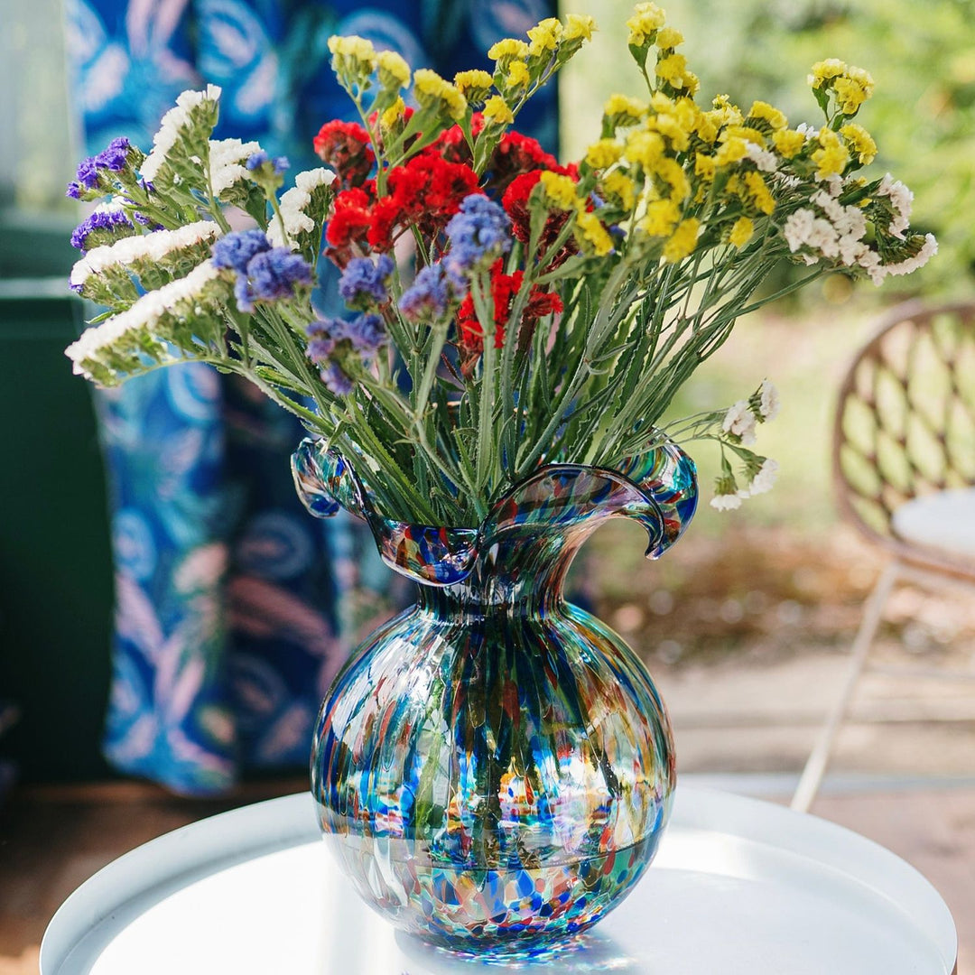 Hibiscus Glass Fluted Vase