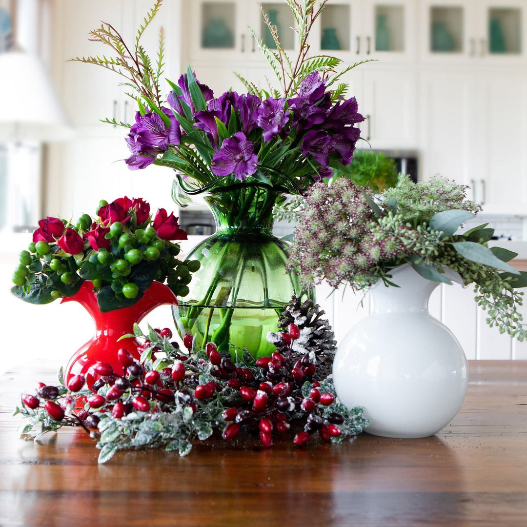 Hibiscus Glass Fluted Vase