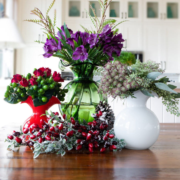 Hibiscus Glass Fluted Vase