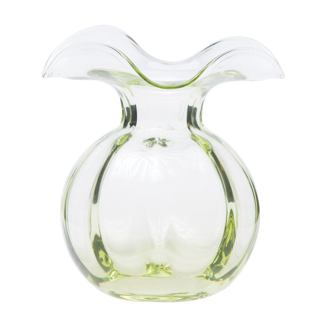 Hibiscus Glass Fluted Vase - Green / Medium