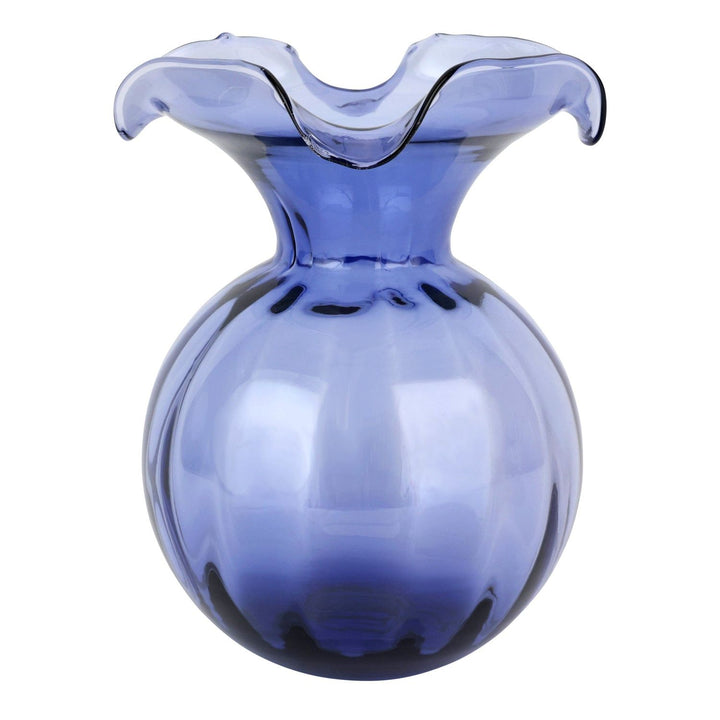 Hibiscus Glass Fluted Vase - Indigo / Medium