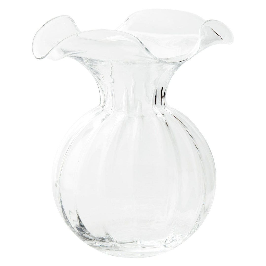 Hibiscus Glass Fluted Vase - Clear / Large