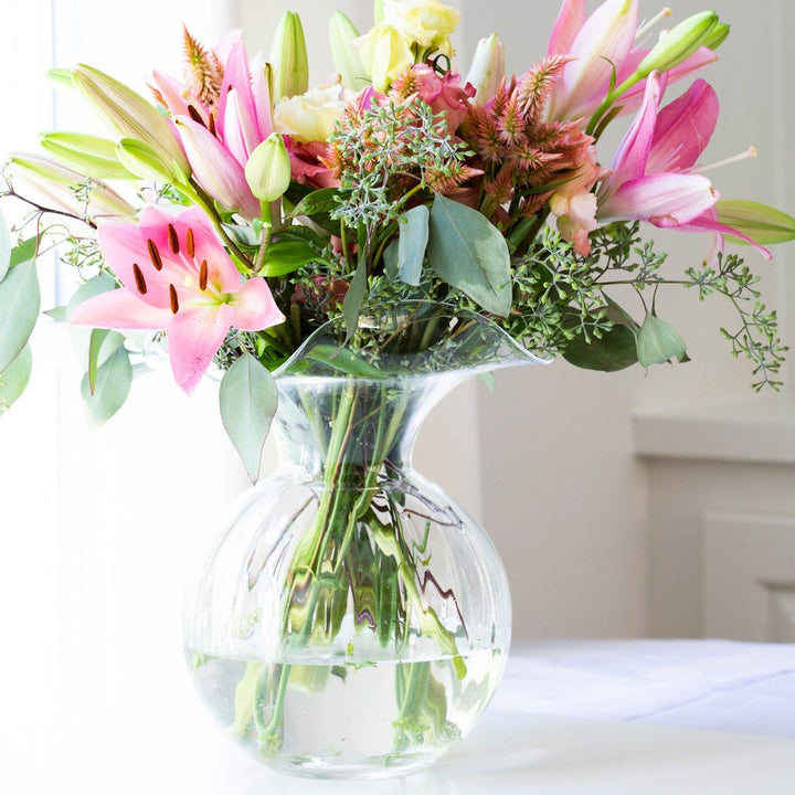 Hibiscus Glass Fluted Vase