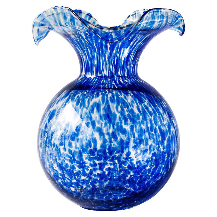 Hibiscus Glass Fluted Vase - Cobalt Tortoiseshell / Large
