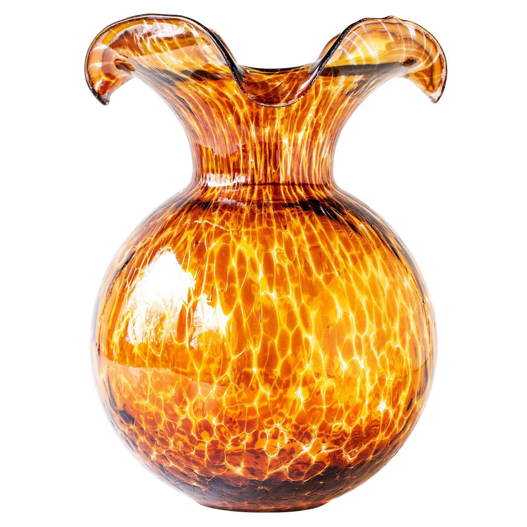 Hibiscus Glass Fluted Vase - Brown Tortoiseshell / Large