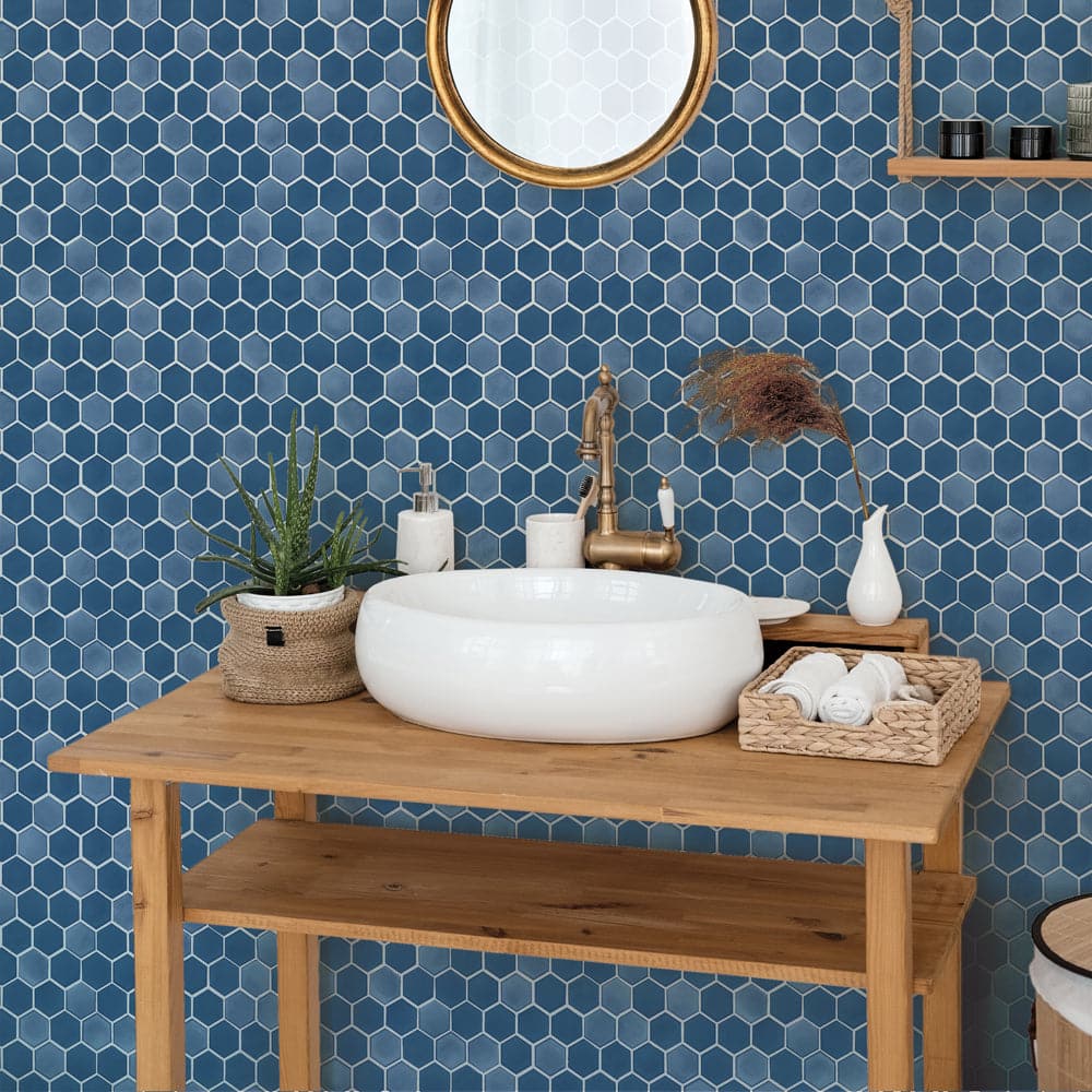 Hexagon Tile Peel And Stick Wallpaper-Tempaper & Co.-Tempaper-HD15018-Wall Paper-3-France and Son