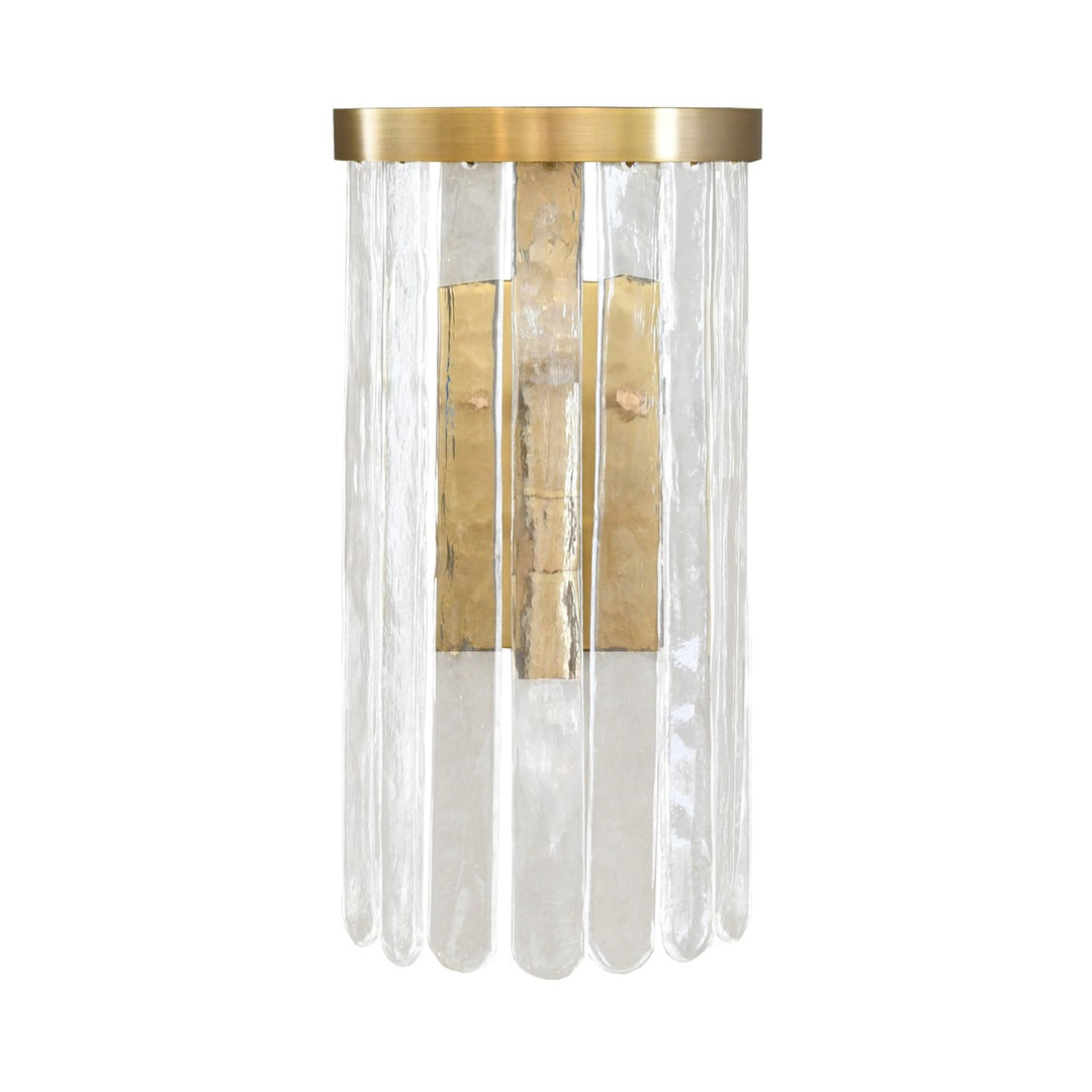 Heloise - Two Light Hanging Textured Glass Sconce In Brushed Brass